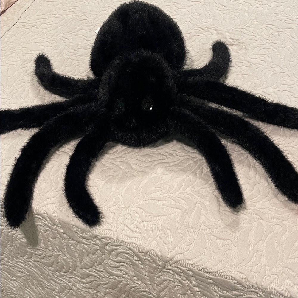 Black Furry Spider Accent Pillow
